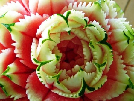 Watermelon Carving For Baby Shower. Flower made out of watermelon
